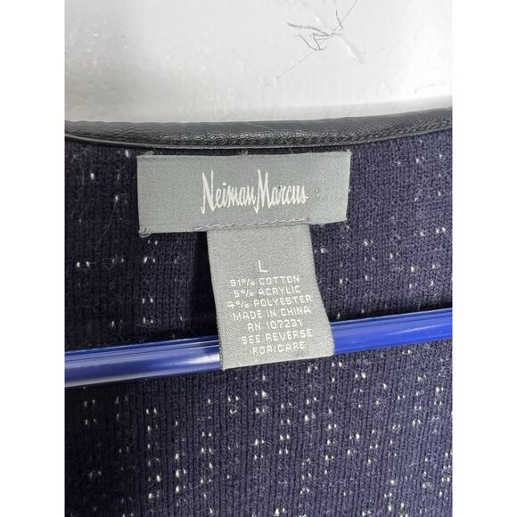 Neiman Marcus Navy Zip Up Knit Sweater Women’s Size Large - Picture 7 of 8